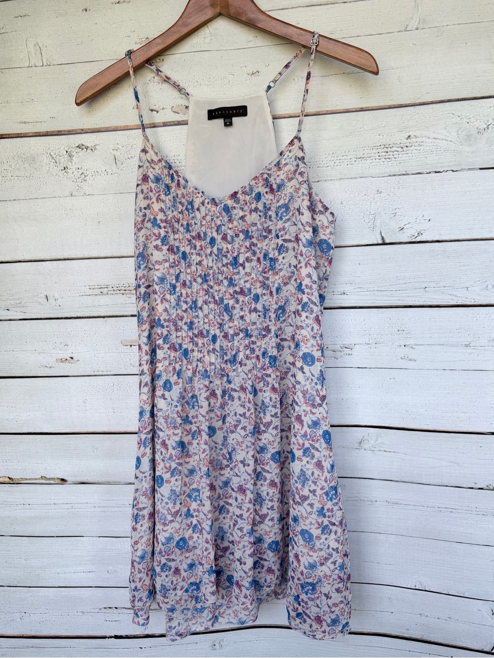 Sanctuary Floral Pleated V-Neck Camisole Cami Slip Dress - Size Medium